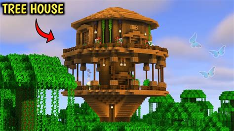 minecraft how to make a cool treehouse