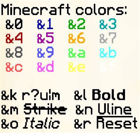 minecraft text colors