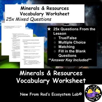 Minerals Wordwise Answer Key