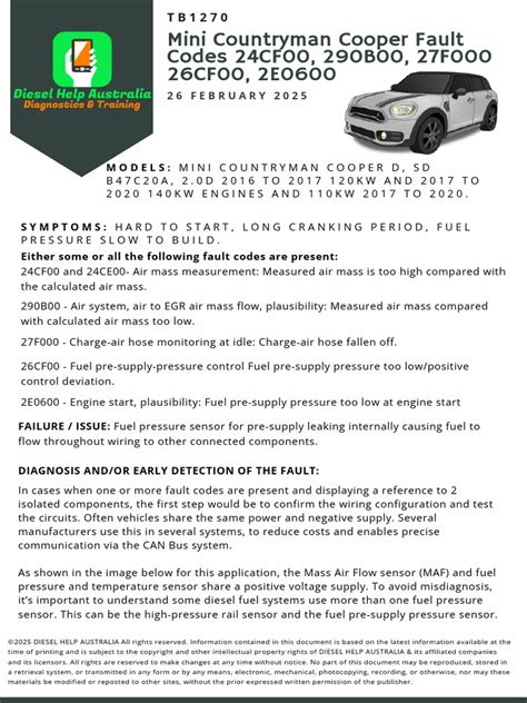 Mini Cooper Fault Codes List