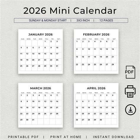 Mini Planner 2018 Calendar Small Monthly Planner Watercolor Flower 5x8