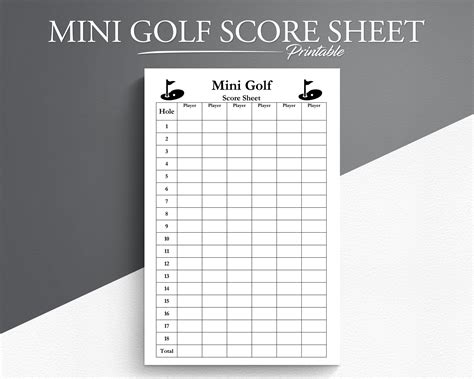 Miniature Golf Scorecard Template
