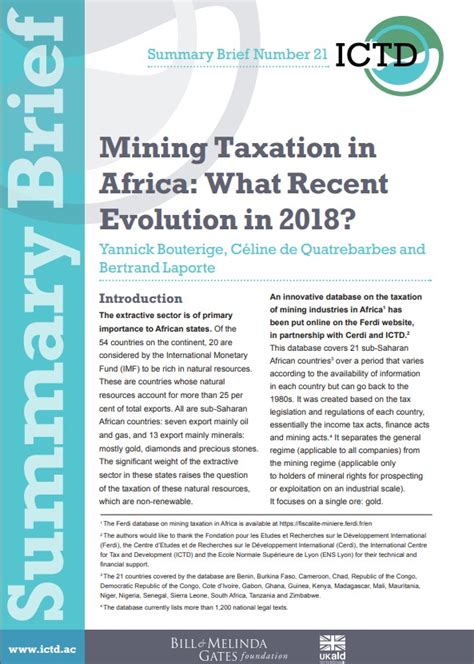Mining Taxation In Developing Countries Unctad