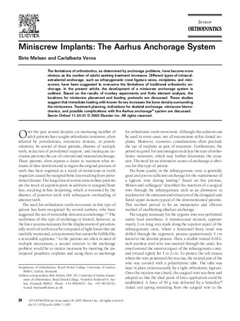 Download Miniscrew Implants The Aarhus Anchorage System 