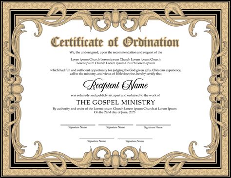 Ministers Ordination Templates
