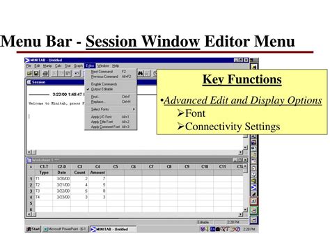 Minitab Session Window View