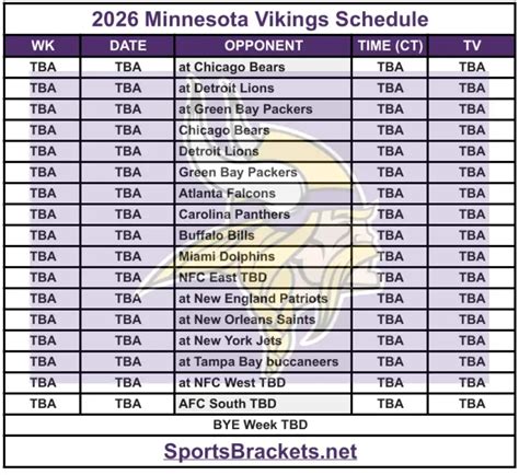 minnesota schedule