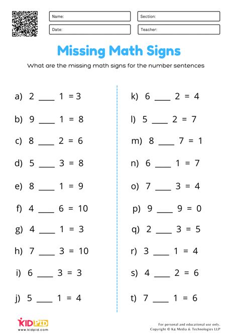 Minus Worksheet For Grade 1   Missing Maths Signs Plus Or Minus Printable Worksheets - Minus Worksheet For Grade 1