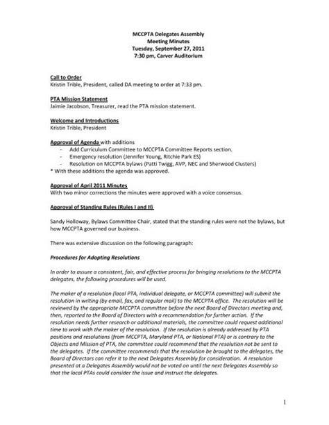 Full Download Minutes Of The Meeting Of The Assembly Of Delegates Of 