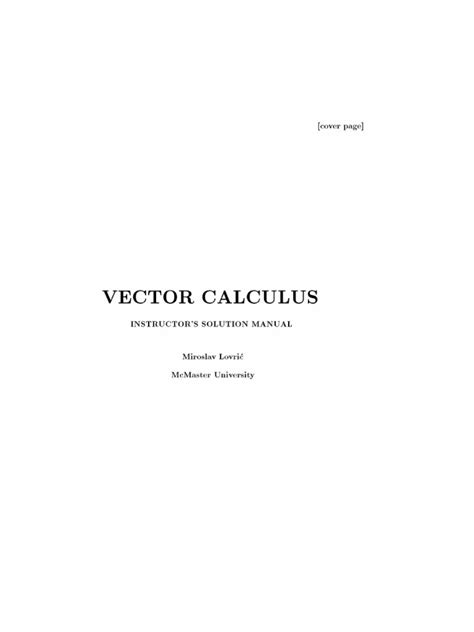 Full Download Miroslav Lovric Vector Calculus Solution Manual 