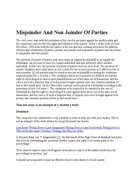 Misjoinder Of Parties