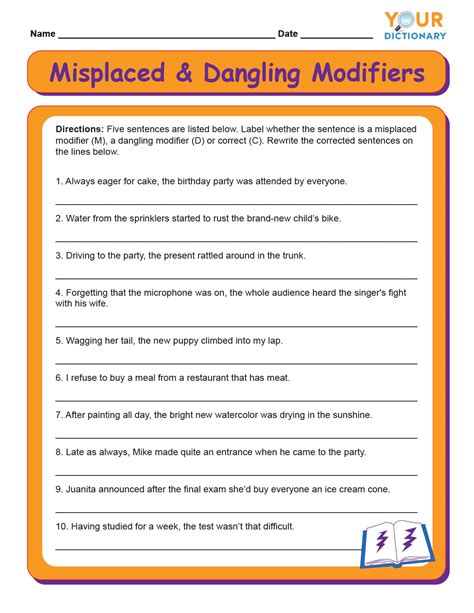Misplaced And Dangling Modifiers Worksheet Yourdictionary Dangling Modifiers Worksheet - Dangling Modifiers Worksheet