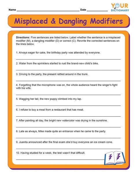 Misplaced Modifiers Quiz Correcting Misplaced Modifiers Worksheet - Correcting Misplaced Modifiers Worksheet