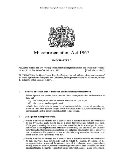 Misrepresentation Act 1967