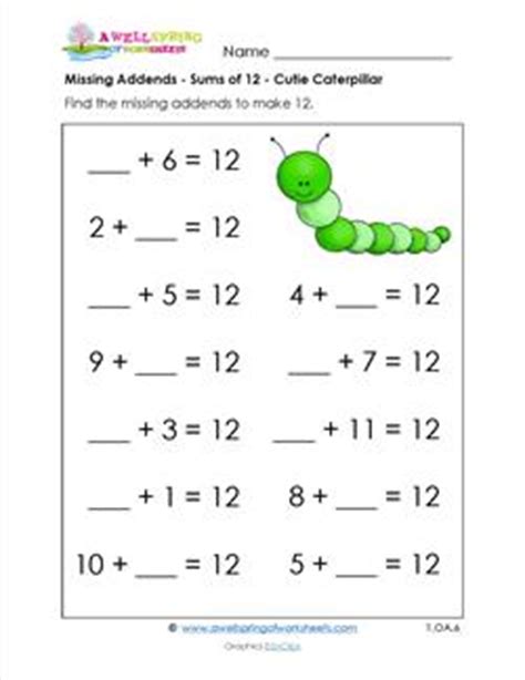 Missing Addends Sums Of 12 1st Grade Addition Missing Addend Worksheets 1st Grade - Missing Addend Worksheets 1st Grade
