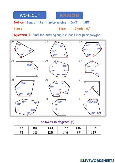 Missing Angles In Polygons Worksheet