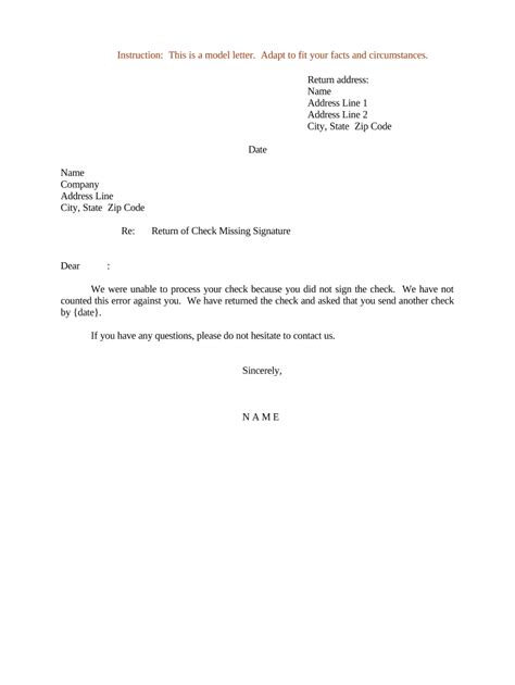 Missing Cheque Sample Letter