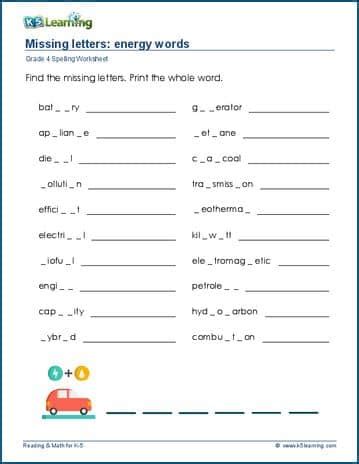 Missing Letters For Grade 4 K5 Learning Spelling Worksheets For Grade 4 - Spelling Worksheets For Grade 4
