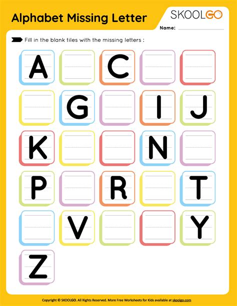 Missing Letters Worksheet