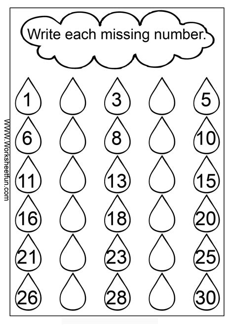 Missing Numbers 1 30 Three Worksheets Free Printable Write The Missing Number Worksheets - Write The Missing Number Worksheets