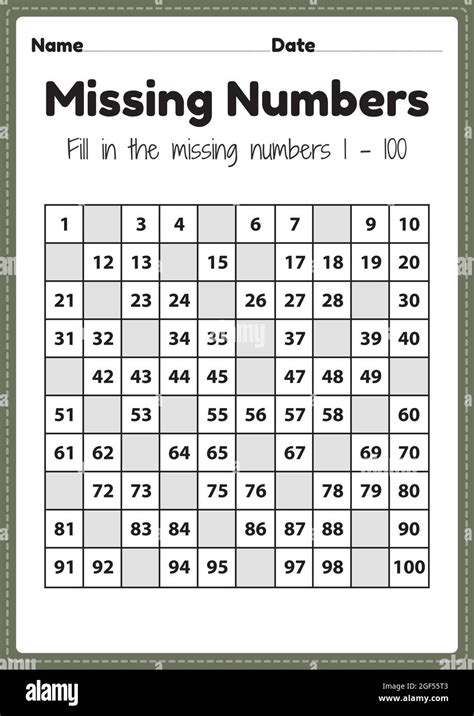 Missing Numbers 110   Free Printable Missing Numbers Worksheets Kiddoworksheets - Missing Numbers 110