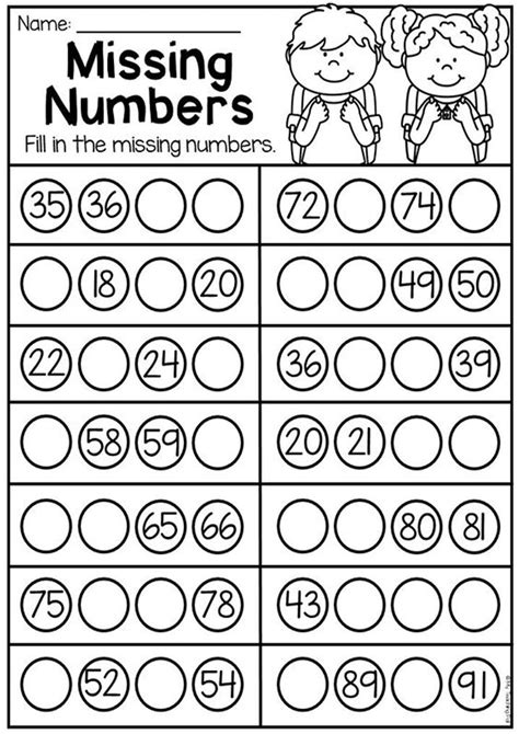 Missing Numbers 50 100 Math Worksheets For 1st Missing Numbers 1st Grade Worksheet - Missing Numbers 1st Grade Worksheet