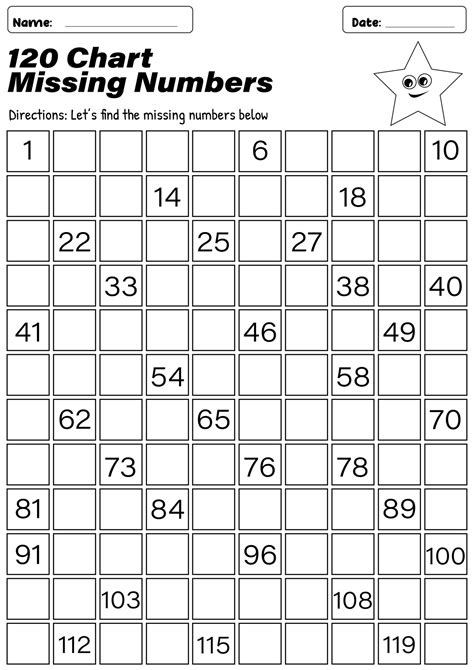 Missing Numbers Chart To 120