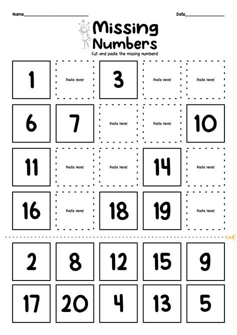 Missing Numbers Cut And Paste Worksheet Teach My Number Cut And Paste - Number Cut And Paste