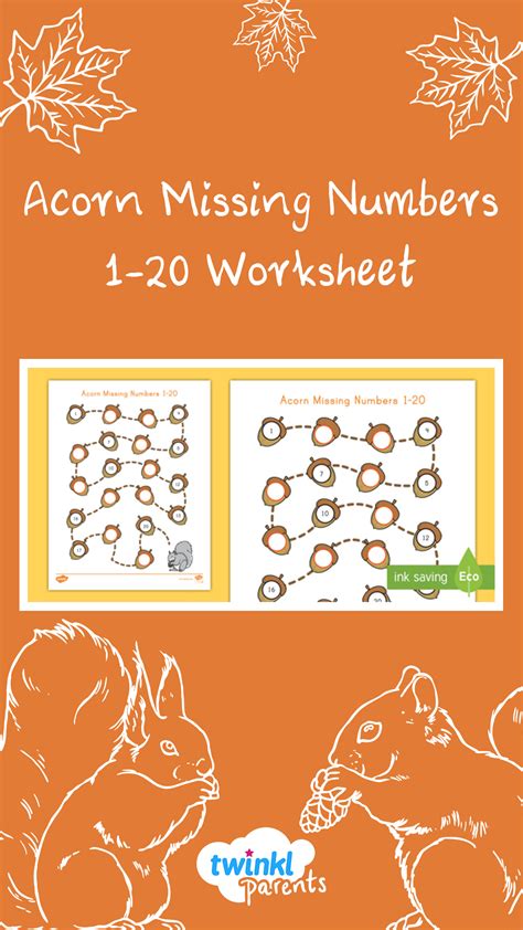 Missing Numbers For Kids Acorn 1 20 Activity Missing Numbers 1 To 20 - Missing Numbers 1 To 20