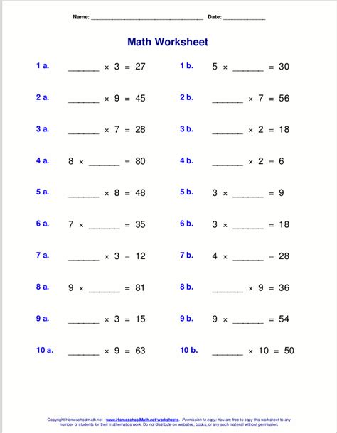 Missing Numbers Multiplication And Division Worksheets Twinkl Missing Multiplication Worksheet - Missing Multiplication Worksheet