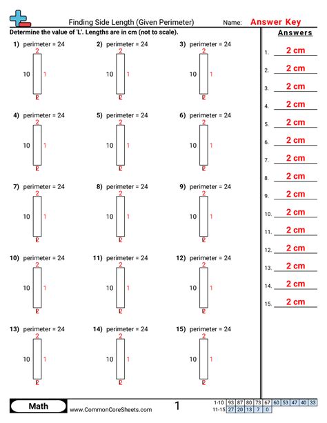Missing Side Perimeter Common Core Sheets