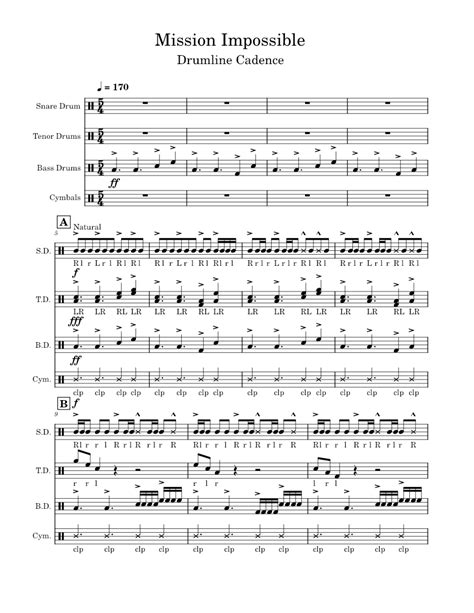mission impossible snare drum sheet music