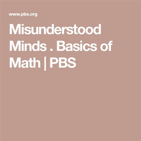 Misunderstood Minds Basics Of Math Pbs Basics Of Math - Basics Of Math
