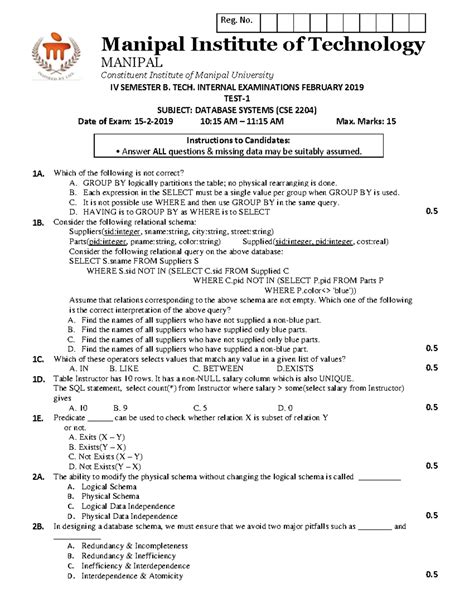 Mit Manipal Previous Year Question Papers