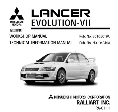 Mitsubishi Lancer Evolution Vii Workshop Manual