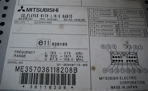 Mitsubishi Radio Code List
