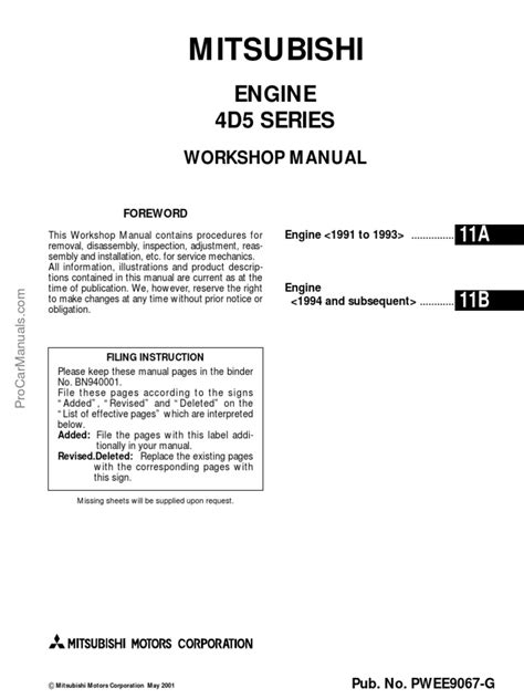 Read Online Mitsubishi Engine 4D56 Service Shop Workshop Manual 