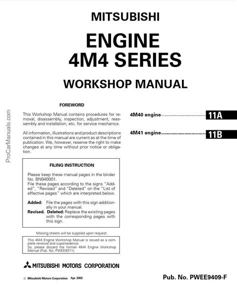 Full Download Mitsubishi Engine 4M42 Service Manual 