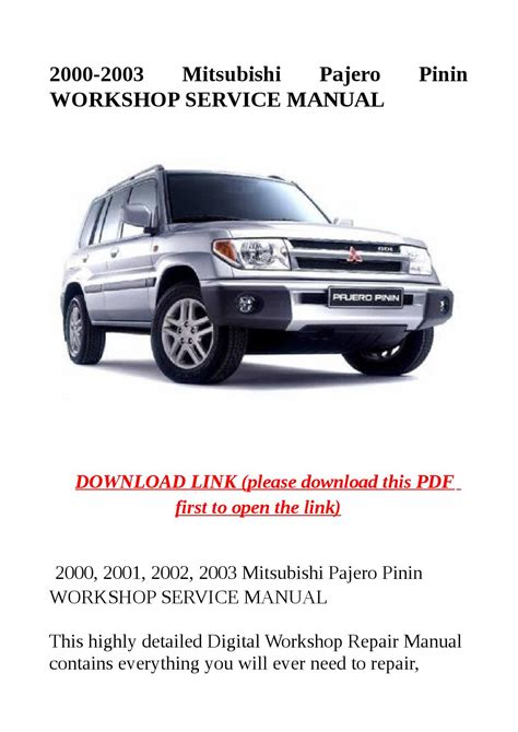 Full Download Mitsubishi Shogun Pinin Owners Manual 