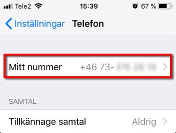 mitt telefonnummer iphone
