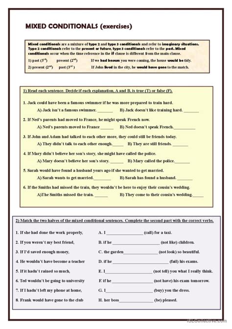 Mixed Conditionals Exercises