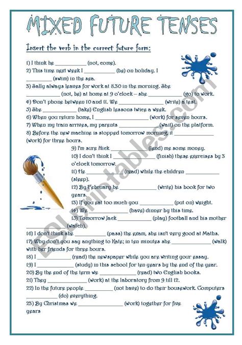 Mixed Future Tenses Exercises