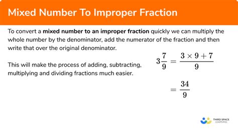 Mixed Number To Improper Fraction Gcse Maths Guide Converting Mixed To Improper Fractions - Converting Mixed To Improper Fractions