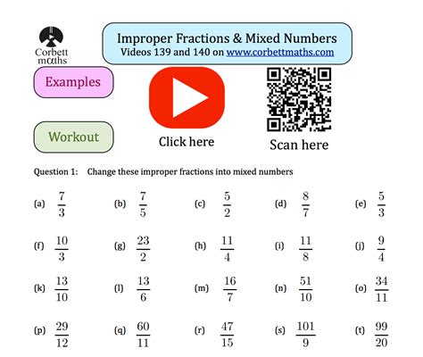 Mixed Numbers And Improper Fractions Textbook Exercise Mixed And Improper Fractions - Mixed And Improper Fractions