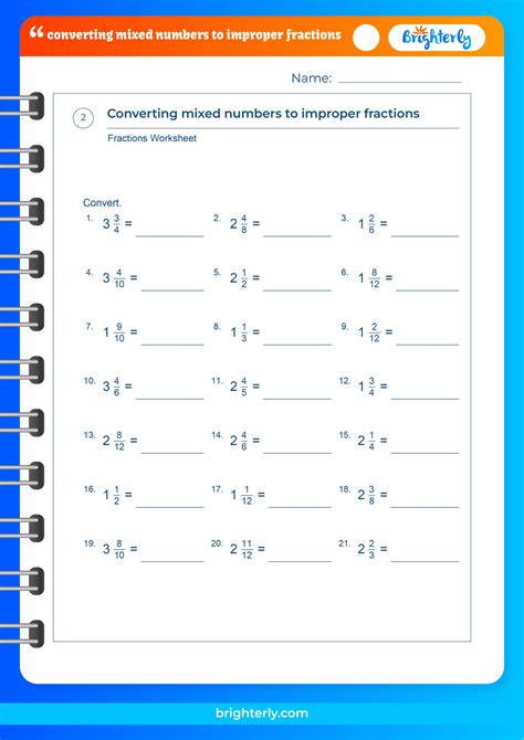 Mixed Numbers Improper Fractions