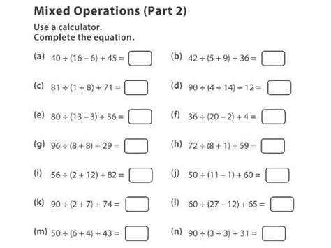 Mixed Operation Educational Resources Education Com Mixed Operations Math Worksheets - Mixed Operations Math Worksheets