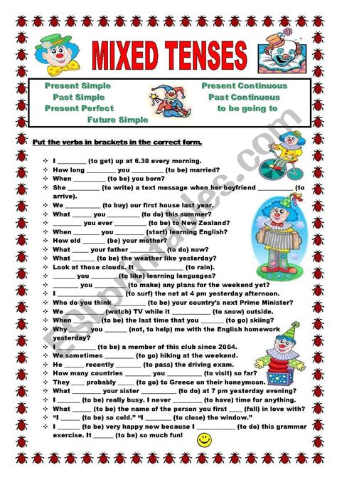 Mixed Tenses Worksheets Printable Exercises Pdf Handouts Grammar Tense Worksheet - Grammar Tense Worksheet