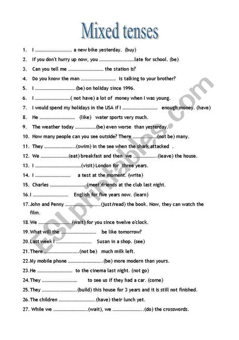 Read Online Mixed Tenses Exercises With Answers Pdf 