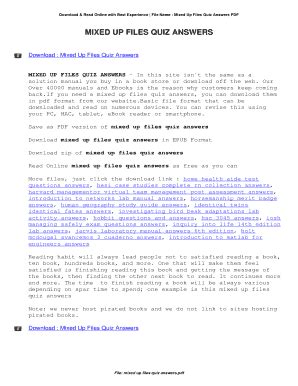 Full Download Mixed Up Files Quiz Answers 