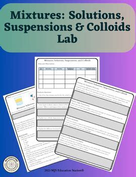 mixtures and solutions lab activity
